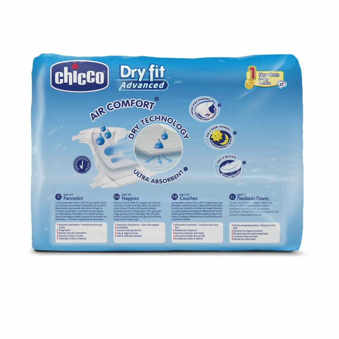 couche chicco DRYFIT 2-5 KG.