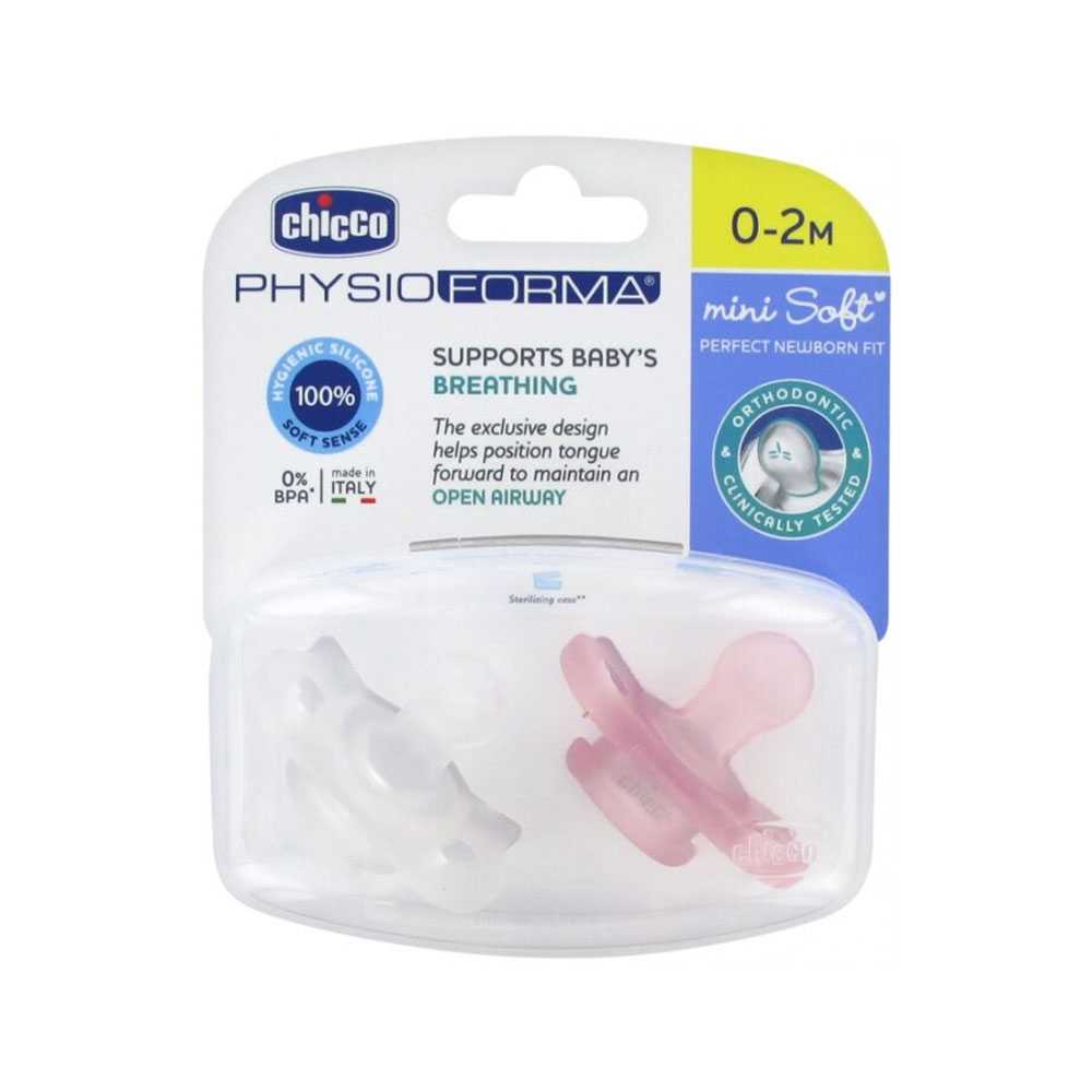 Micro sucette chicco rose 0m+