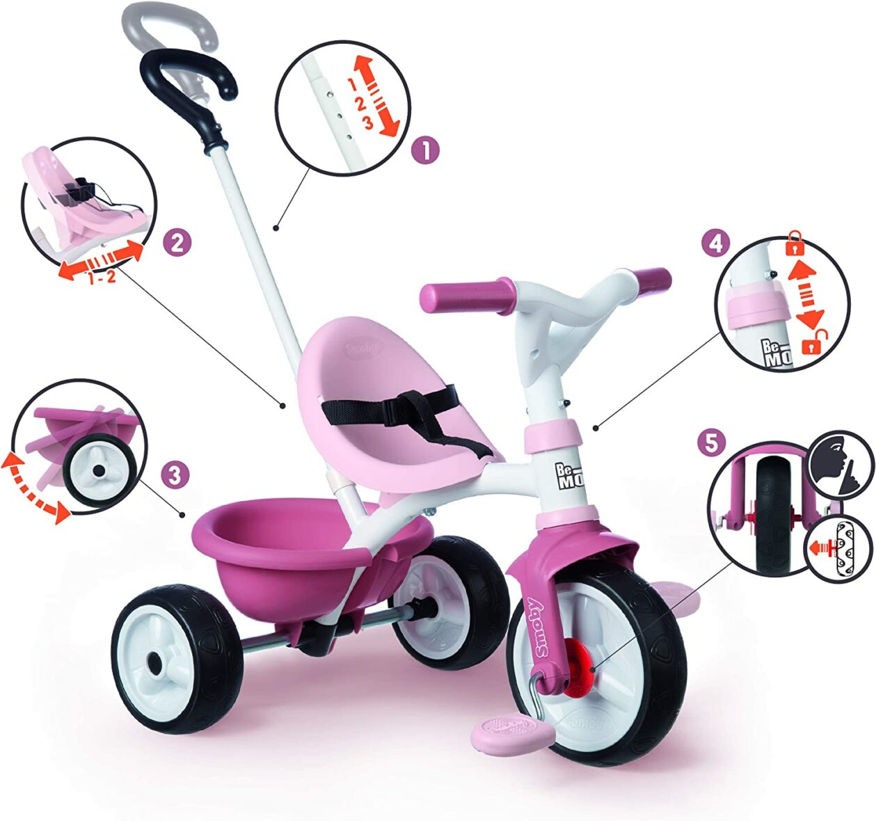smoby tricycle be move rose