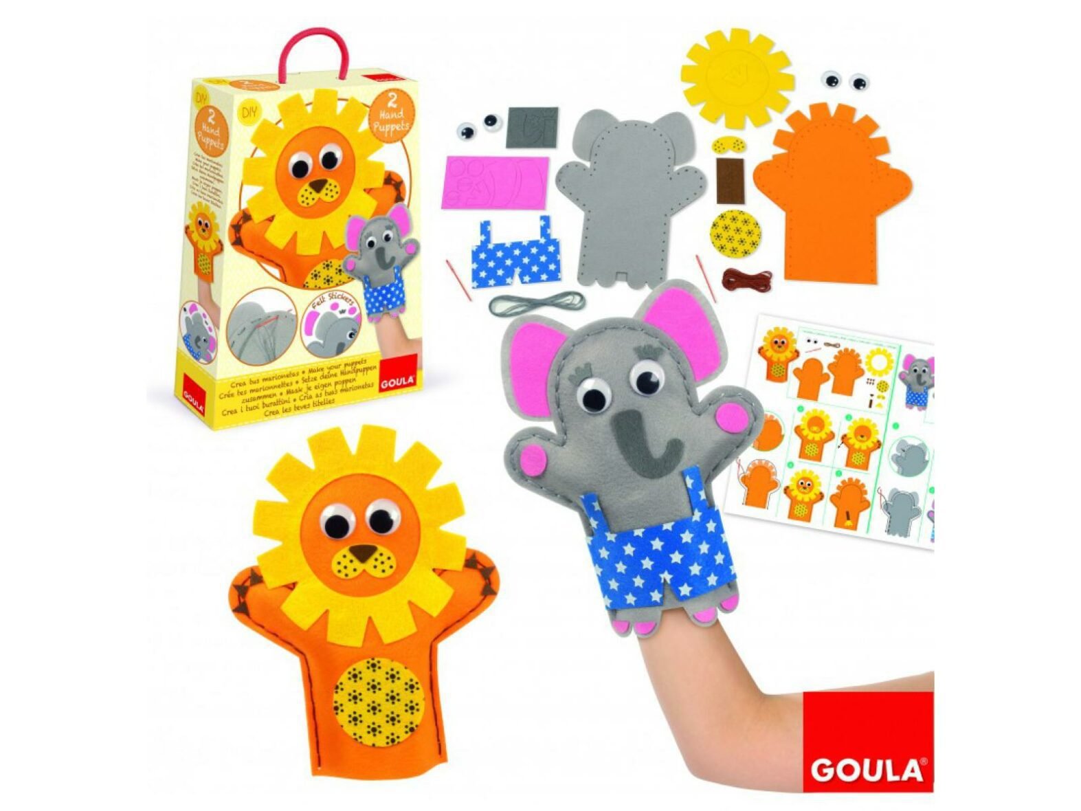 set 2 Marionnettes éléphant et Lion