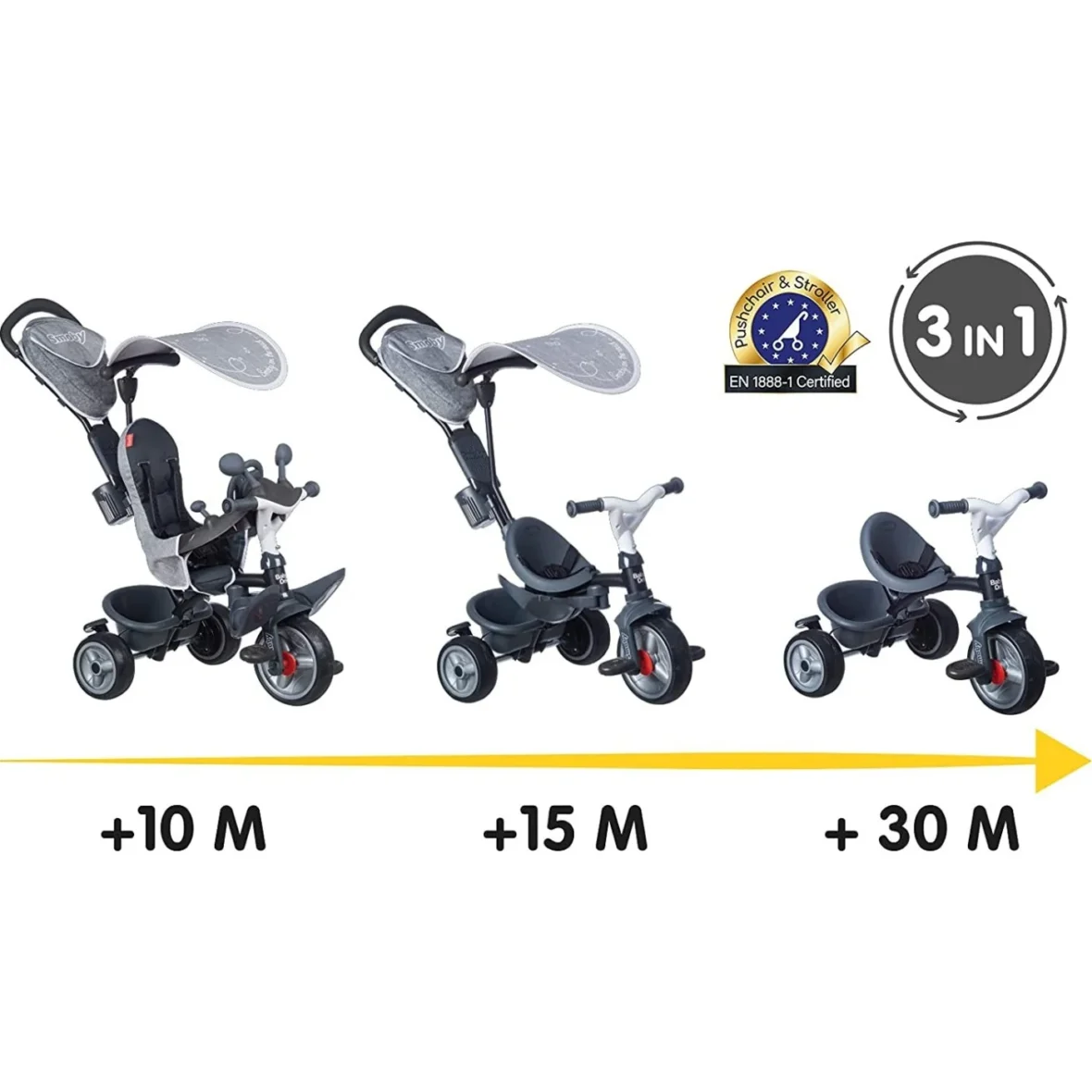 Tricycle Baby Driver Plus Gris Smoby.