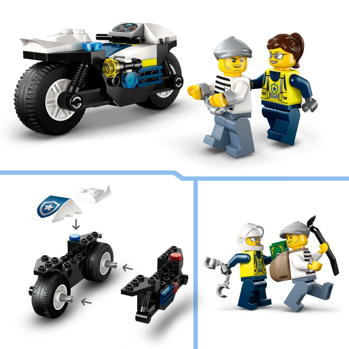 La Course-poursuite en Moto de police lego
