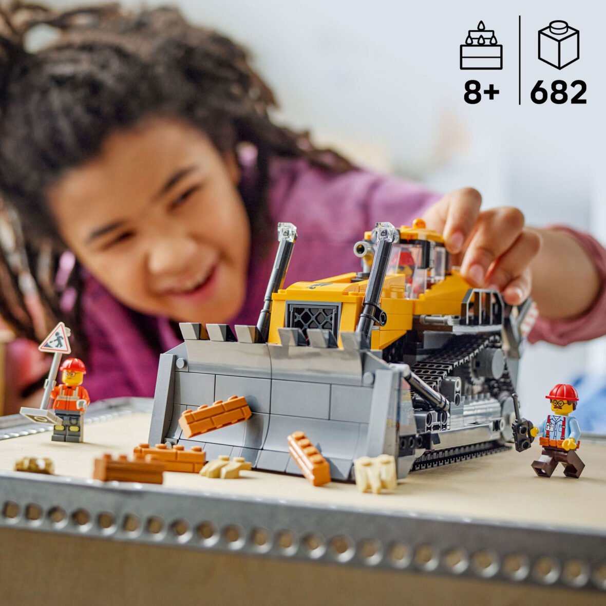 Lego city 60466 – le bulldozer jaune avec chargeuse.