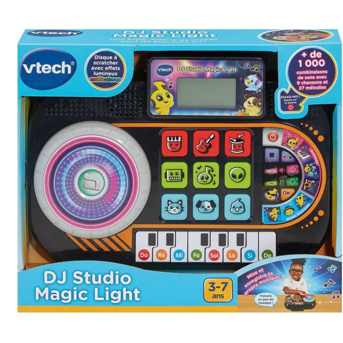 DJ Studio Magic Light, Platine DJ Enfant, Table de Mixage Junior avec Écran Rétroéclairé