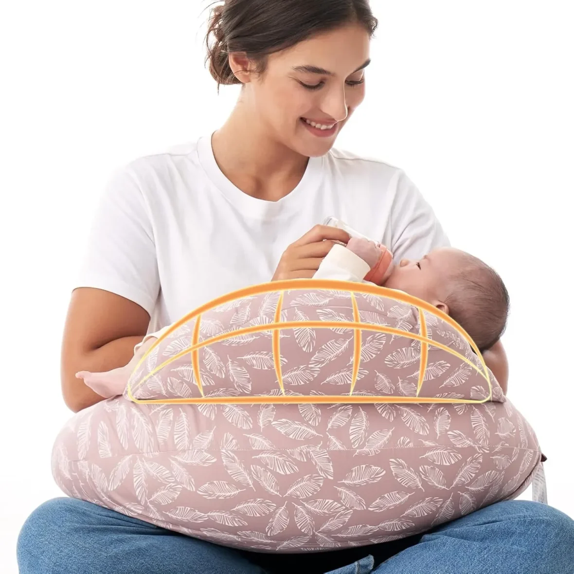 Coussin d’allaitement multifonctionnel rose – Momcozy