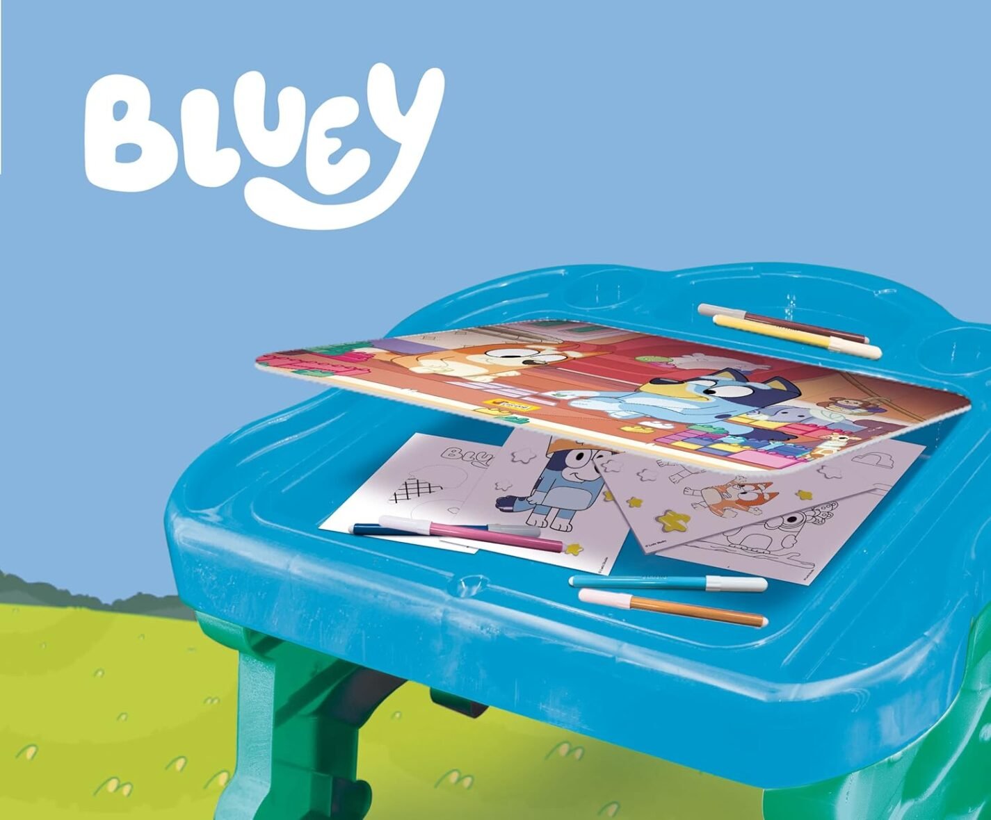 kit complet pour jouer et colorier avec Bluey