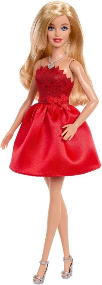 Poupee-Blonde-avec-Robe-Rouge