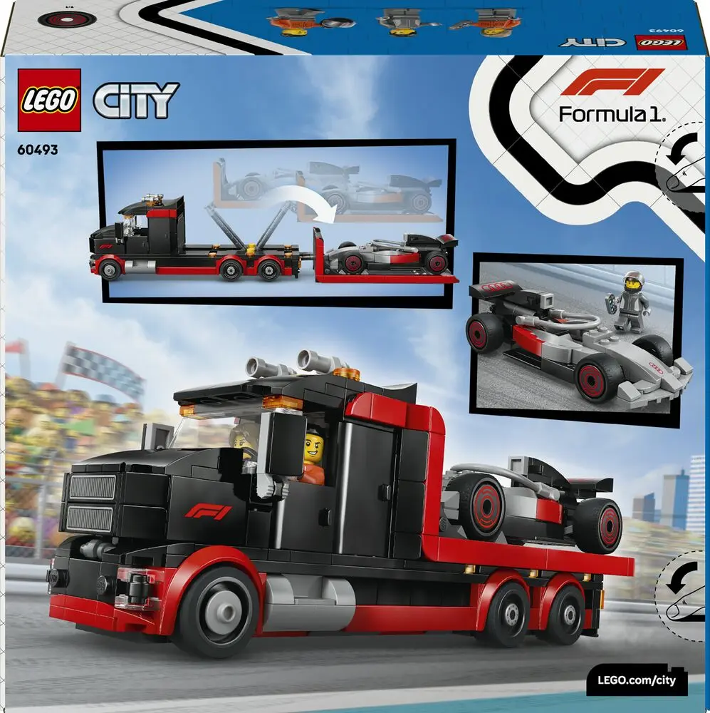 Lego city 60493 camion de f1 avec voiture de course de f1.
