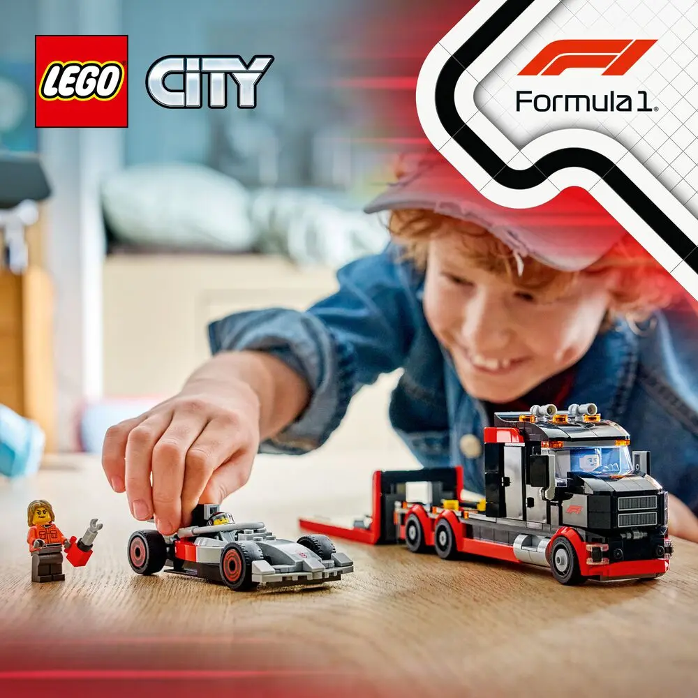 Lego city 60493 camion de f1 avec voiture de course de f1..