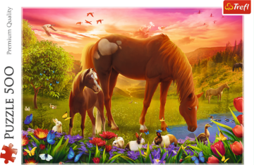 puzzle-trefl-500-pieces-horses-in-the-meadow-1173019
