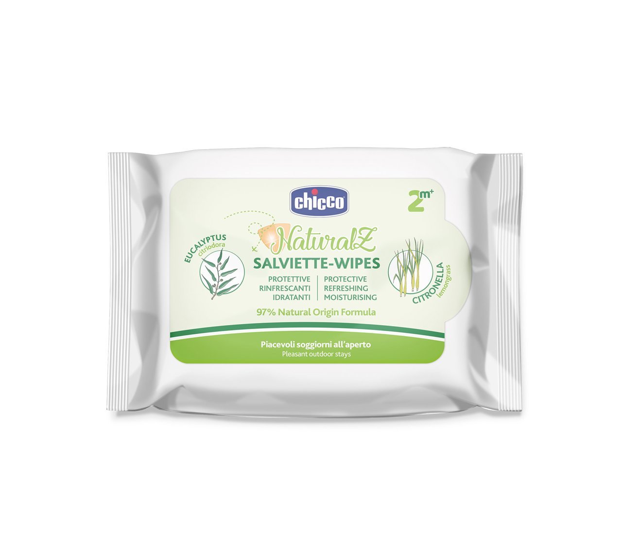 Chicco NaturalZ Lingettes Anti-Moustiques Protectrices et Rafraîchissantes – 20 pièces (dès 2 mois)