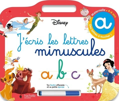 J’Écris les Lettres Minuscules – Livre-Ardoise Disney – Hachette Éducation
