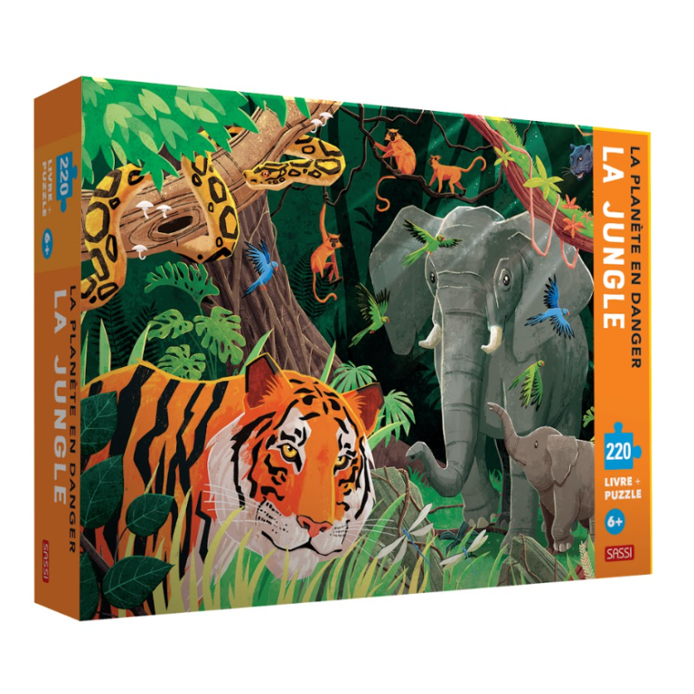 La Jungle – La Planète en Danger – Livre et Puzzle 220 Pièces – Sassi Junior
