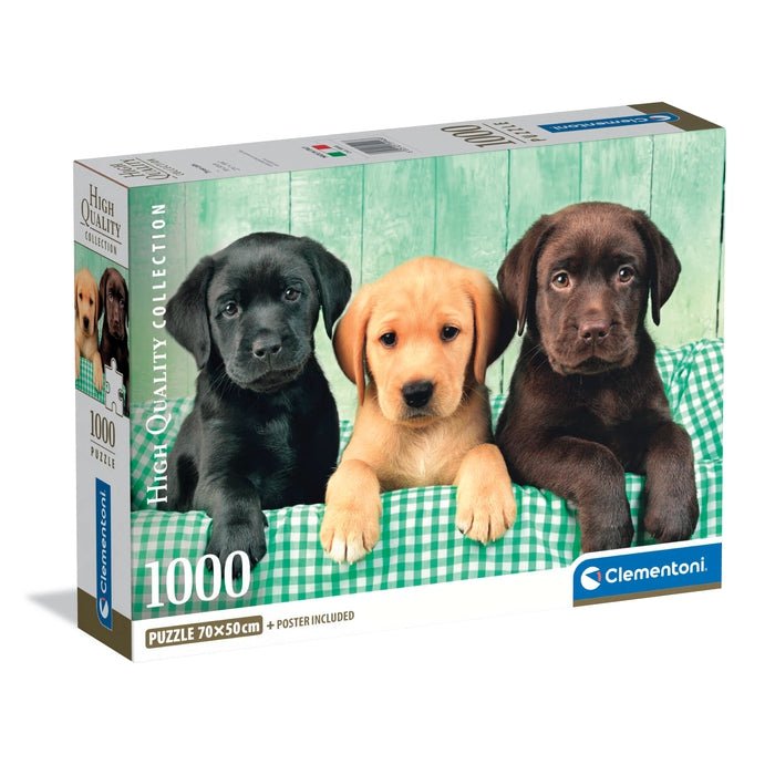 Clementoni – Puzzle 1000 pièces Trois Labradors (Three Labs) – Compact Box