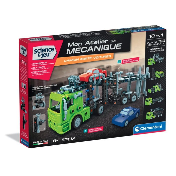 Clementoni Science & Jeu – Mon atelier de mécanique – Camion porte-voitures
