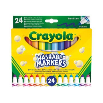 Feutres Lavables à Pointe Large – 24 Couleurs – Crayola