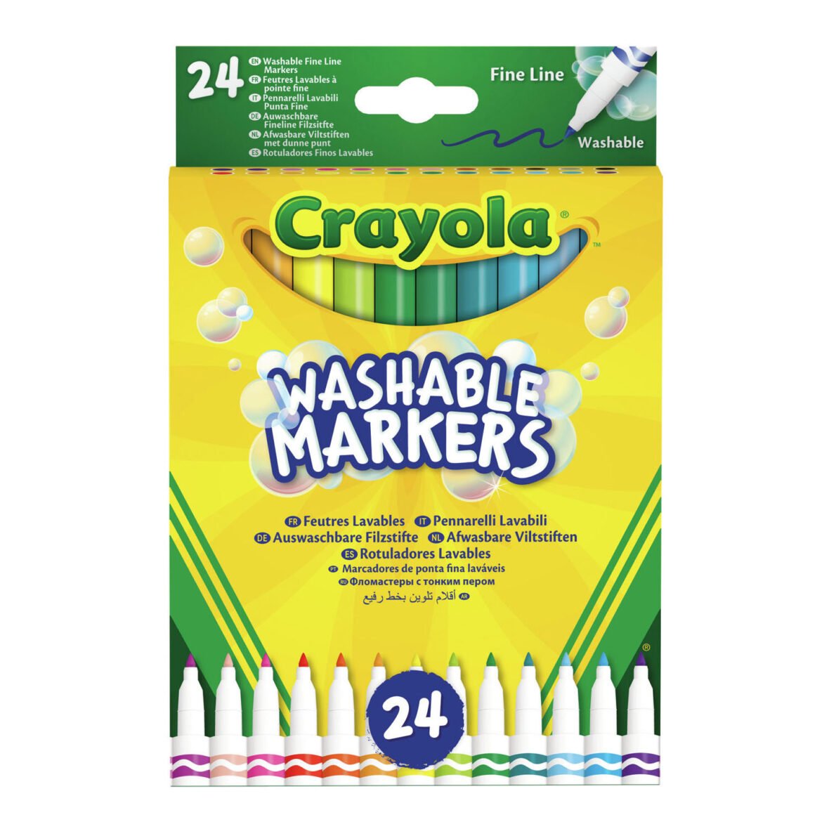 Feutres Lavables à Pointe Fine – 24 Couleurs – Crayola