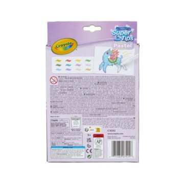 Feutres Lavables – SuperTips Pastel 12 Couleurs – Crayola