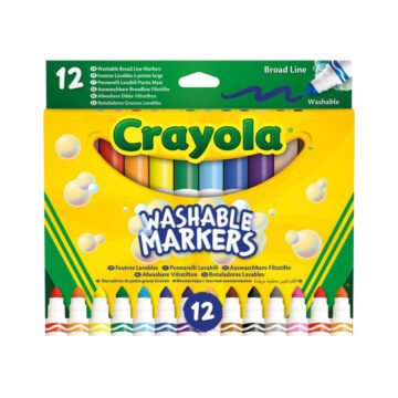 Feutres Lavables à Pointe Large – 12 Couleurs – Crayola