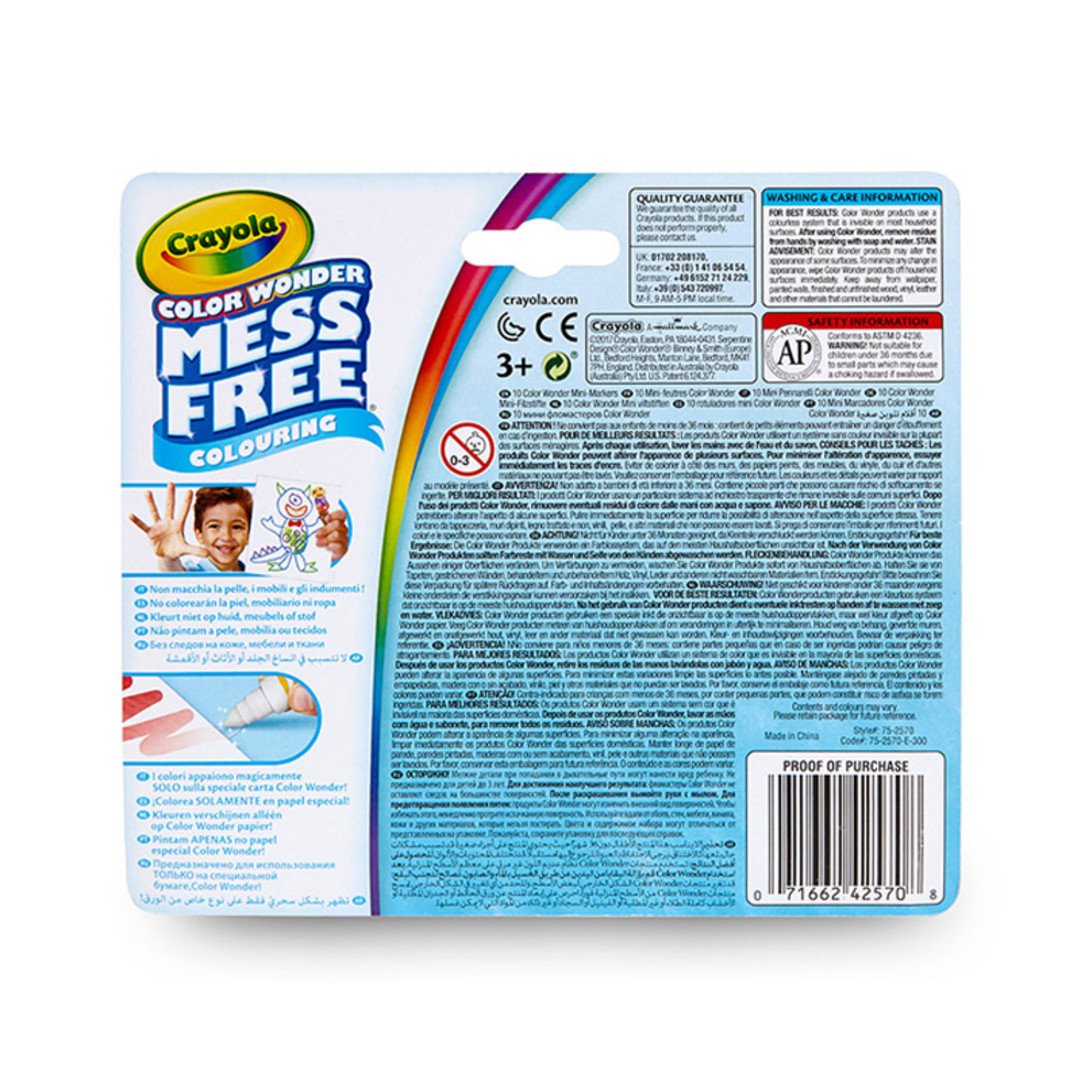 Mini-Feutres Sans Tache – Color Wonder 10 Couleurs – Crayola