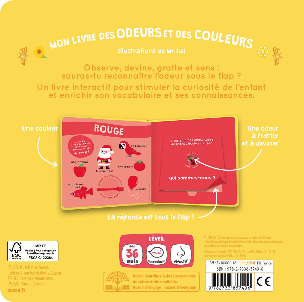 Mon livre des odeurs et des couleurs – Mes premières odeurs – Auzou