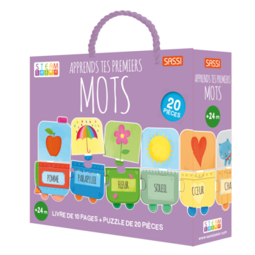 Apprends tes Premiers Mots – Livre et Puzzle 20 Pièces – Sassi Junior