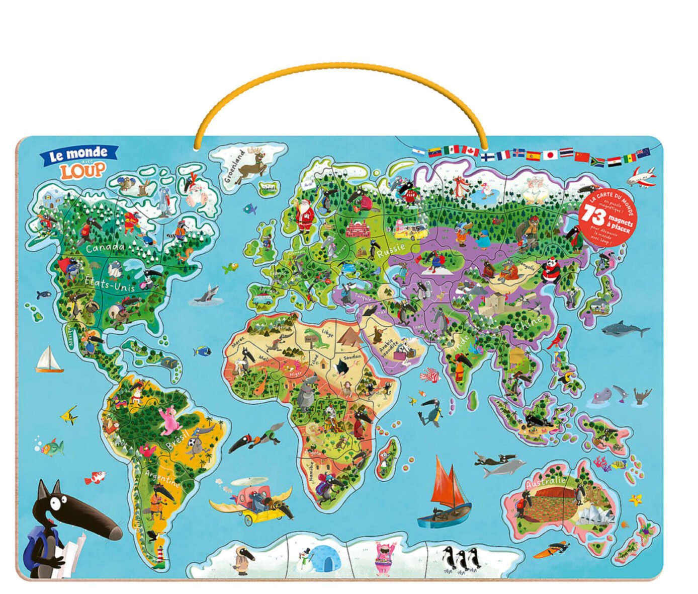 Ma carte du monde magnétique en puzzle – Je découvre le monde avec Loup – Auzou