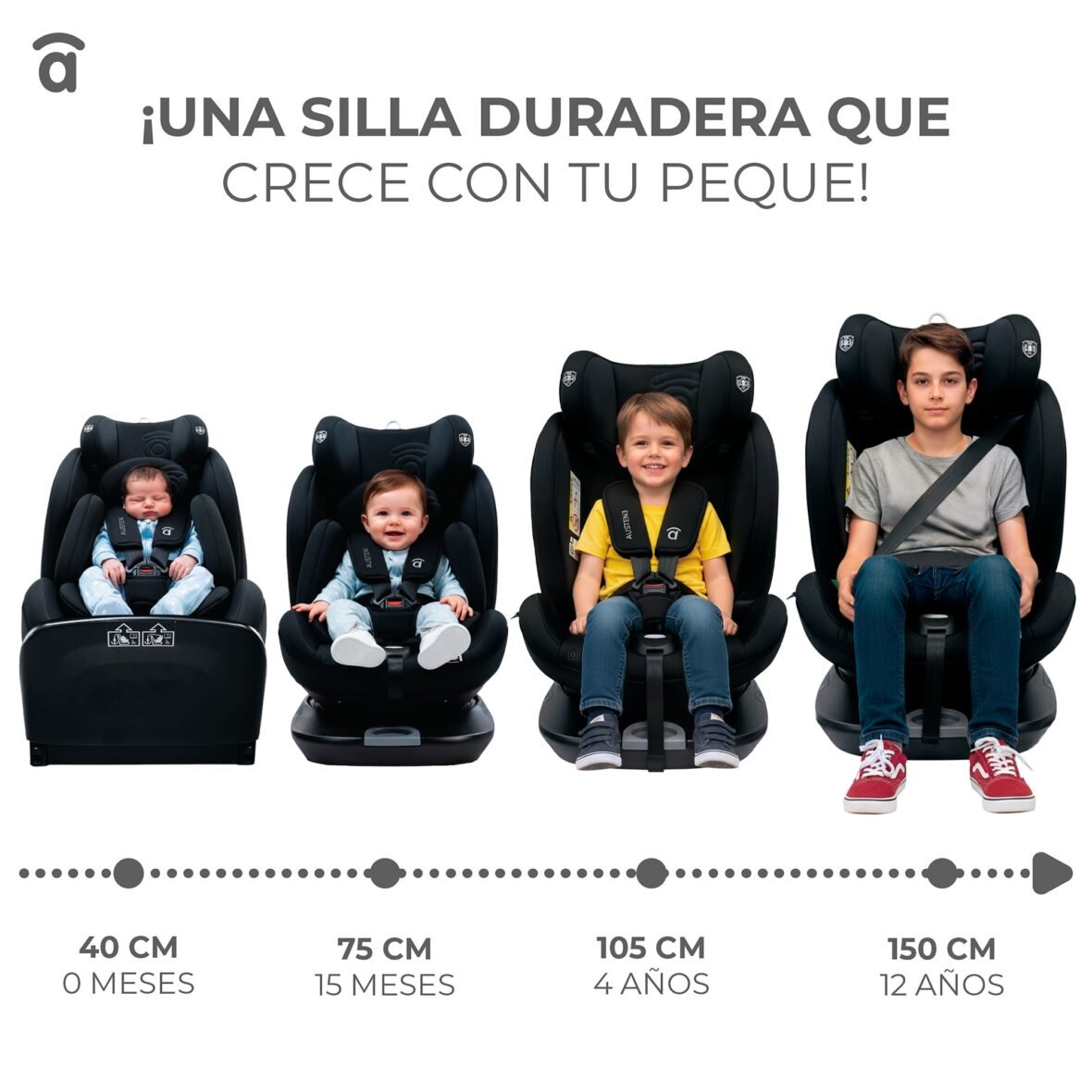 Siège Auto – Austen 3 Noir 40–150 cm – Asalvo