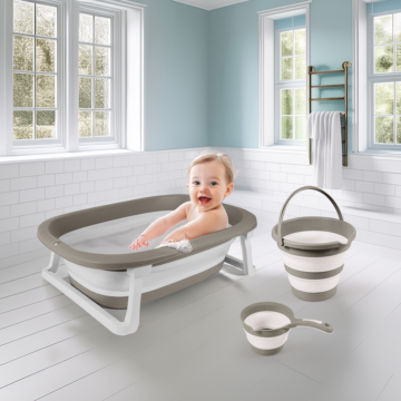 Coffret de Bain Pliable – 3 Pièces Gris – Dolu