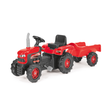 Tracteur à Pédales – Avec Remorque Rouge – Dolu