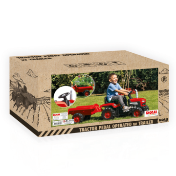 Tracteur à Pédales – Avec Remorque Rouge – Dolu