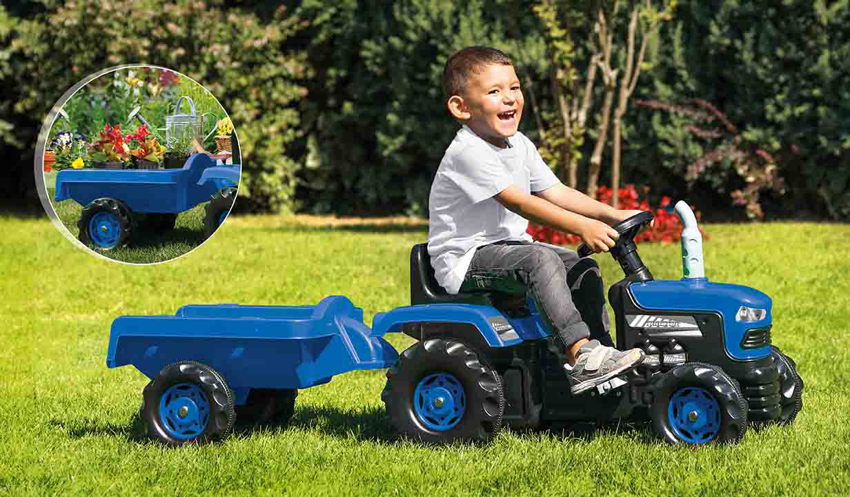 Tracteur à Pédales – Avec Remorque Bleu – Dolu