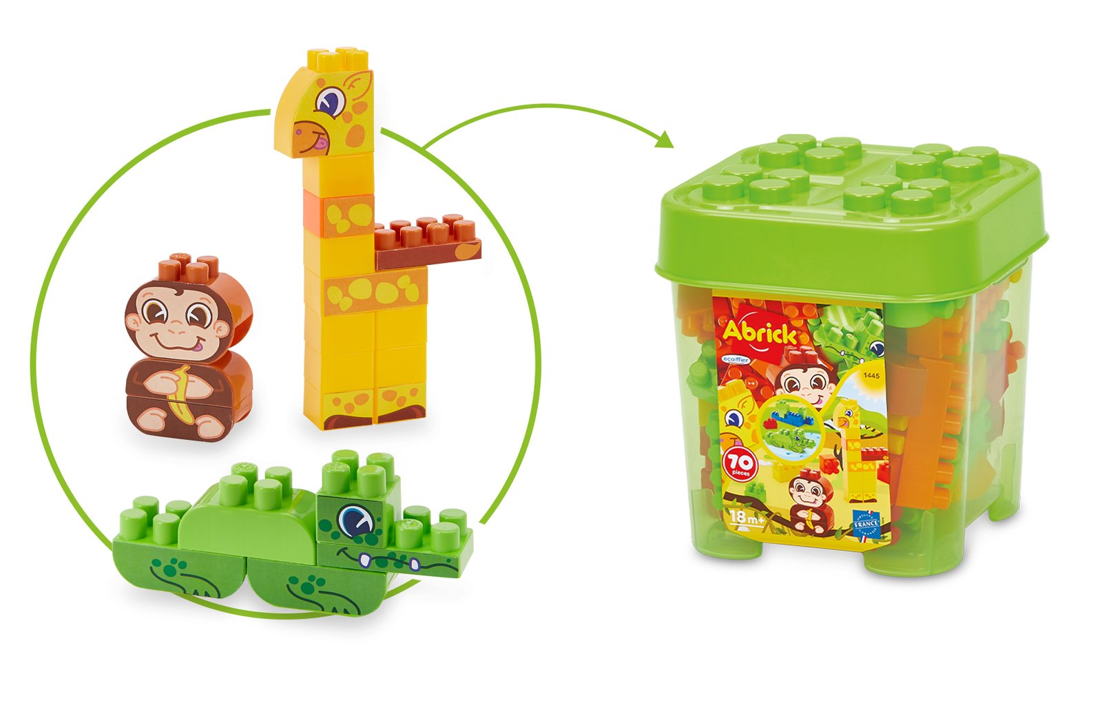 Abrick Baril Jungle – 70 Pièces – Ecoiffier