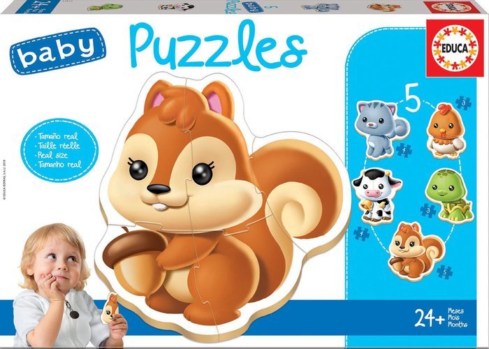 Educa – 5 Puzzles Baby : Les animaux