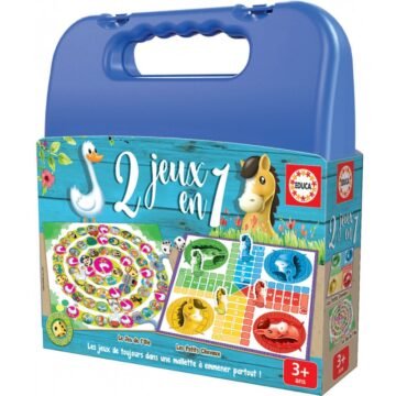 Educa – Mallette 2 jeux en 1 : Petits chevaux et Jeu de l’oie