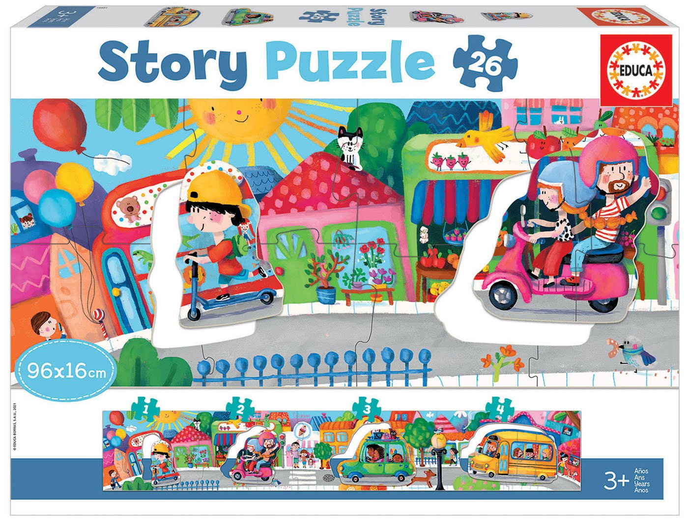 Educa – Story Puzzle 26 pièces – Véhicules de la ville (Ref. 18901)