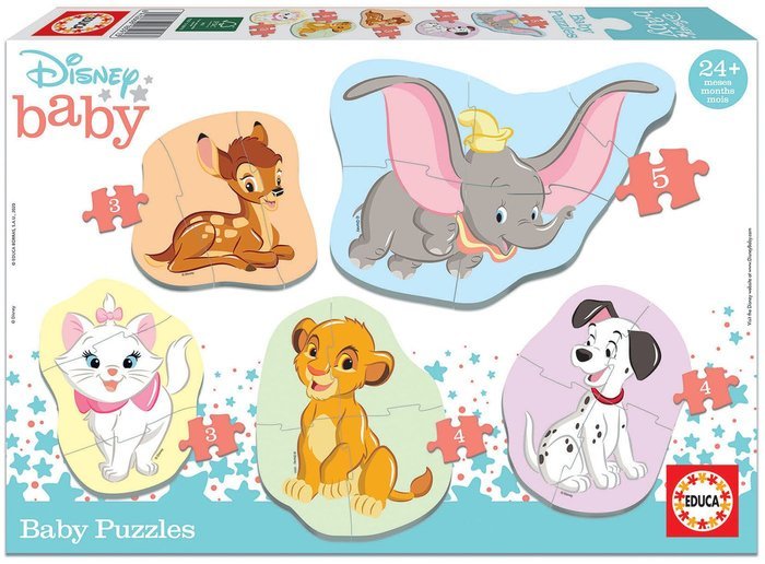 Educa – Baby Puzzles Disney Animals – 5 puzzles progressifs de 3 à 5 pièces (réf. 18591)