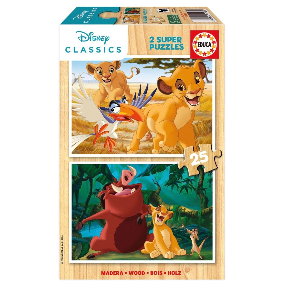 Educa Lignum – Le Roi Lion – Puzzle en bois 2×25 pièces