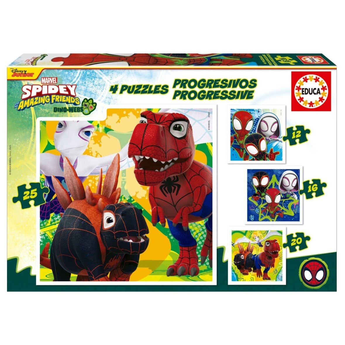 Educa – 4 Puzzles Progressifs Spidey et Ses Amis Extraordinaires (12+16+20+25 pièces)