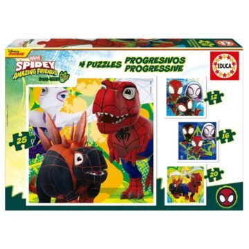 Educa – 4 Puzzles Progressifs Spidey et Ses Amis Extraordinaires (12+16+20+25 pièces)
