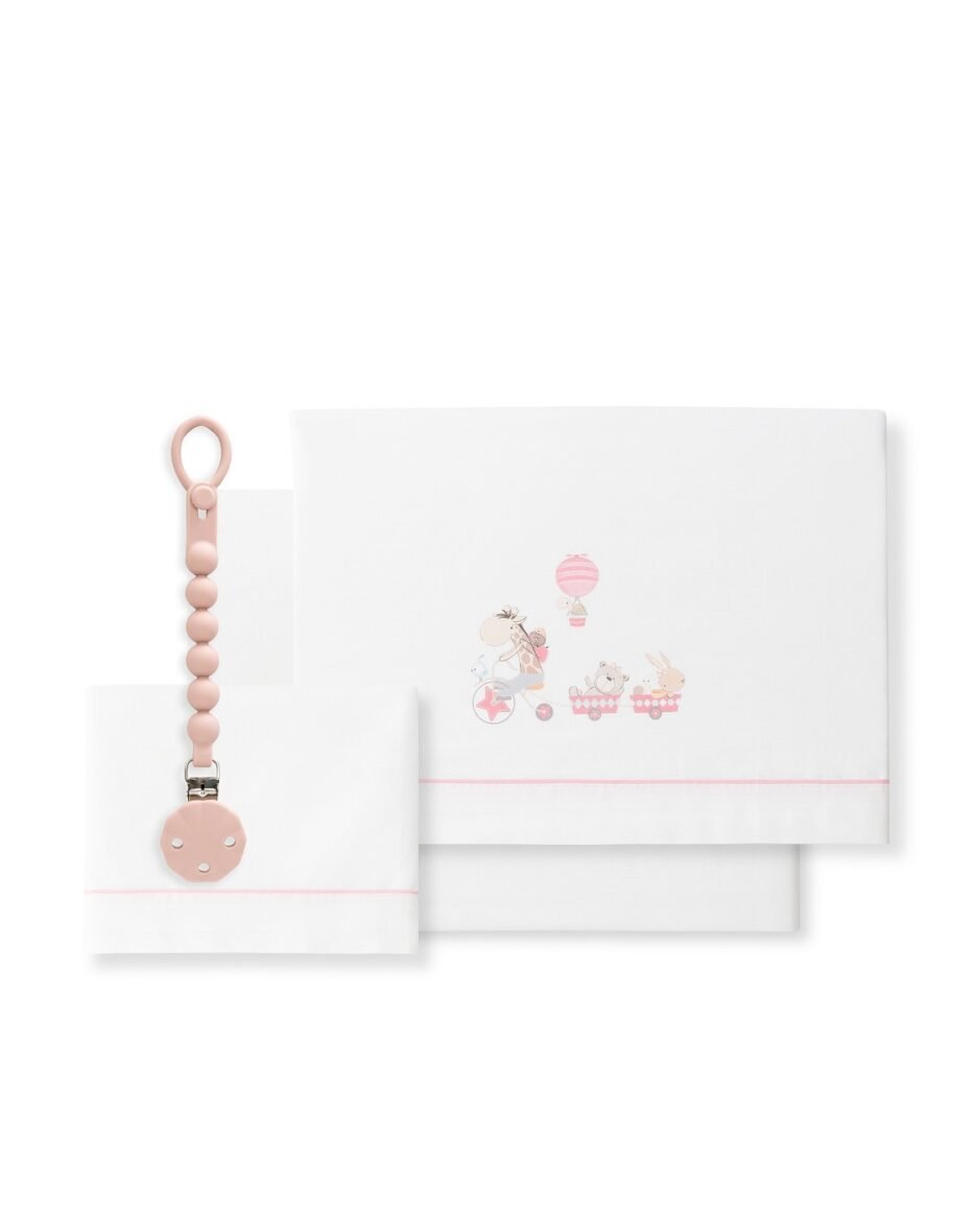 Parure 3 pièces +Porte Sucette Rose – Interbaby