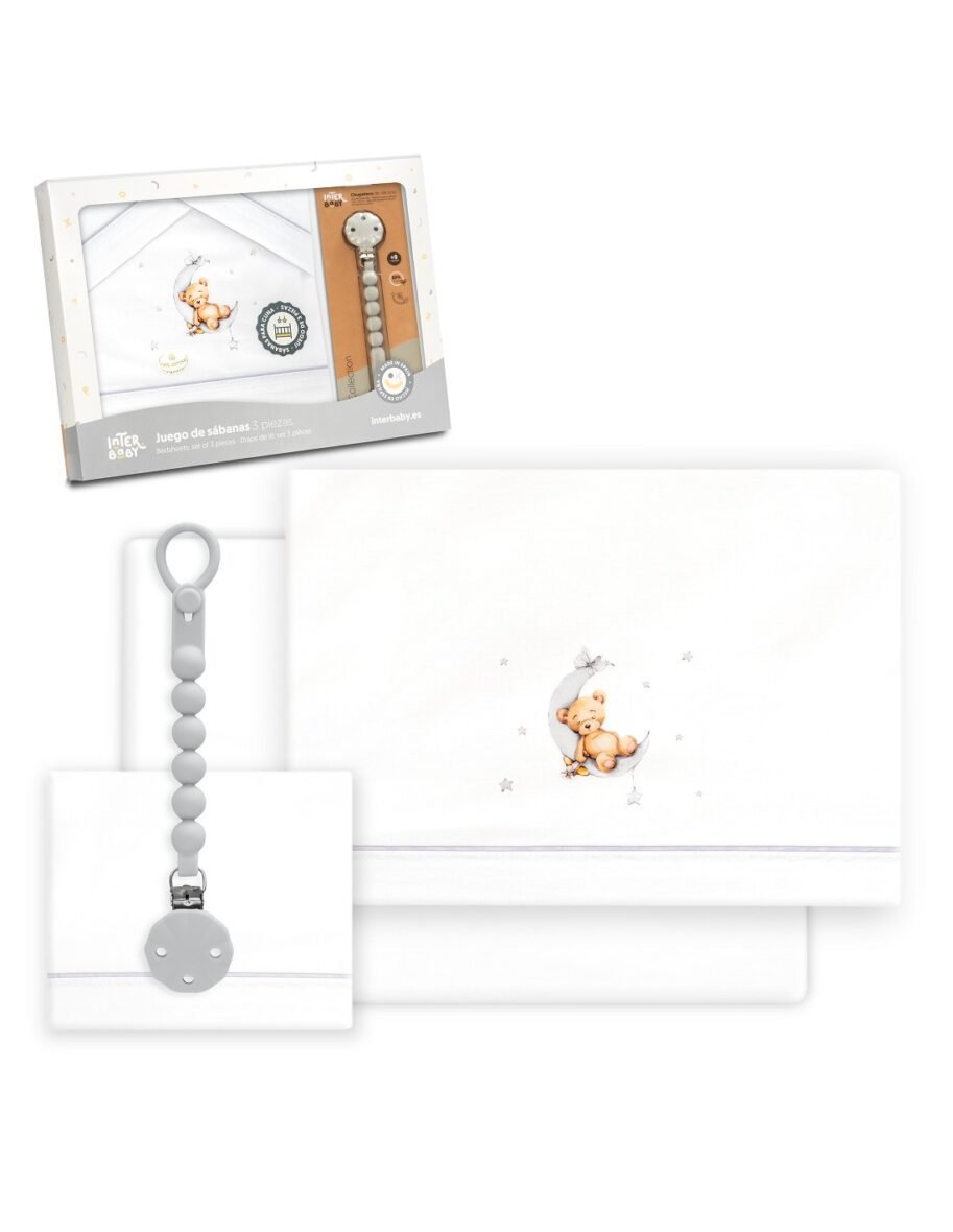 Parure 3 Psc +Porte Sucette Gris – Interbaby