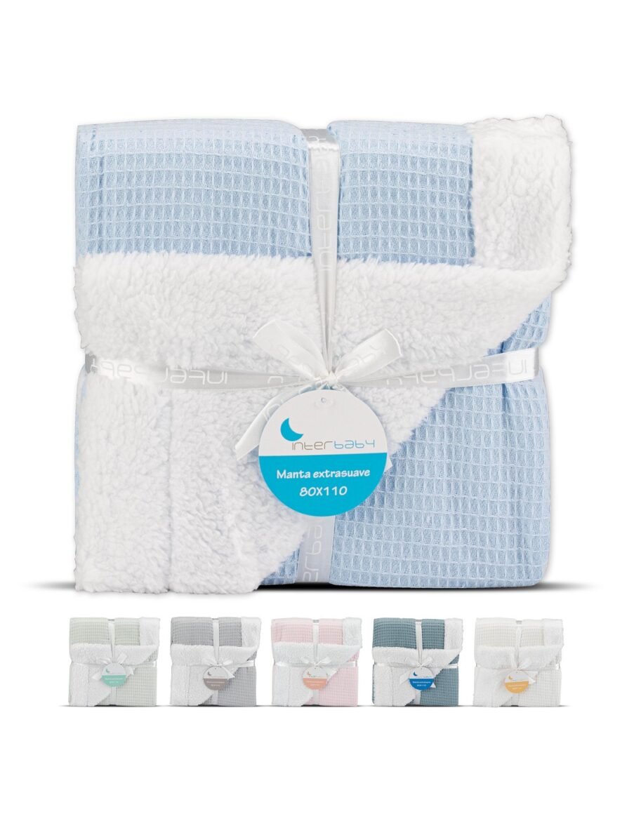 Couverture Nid d’Abeille – Bleue – Interbaby