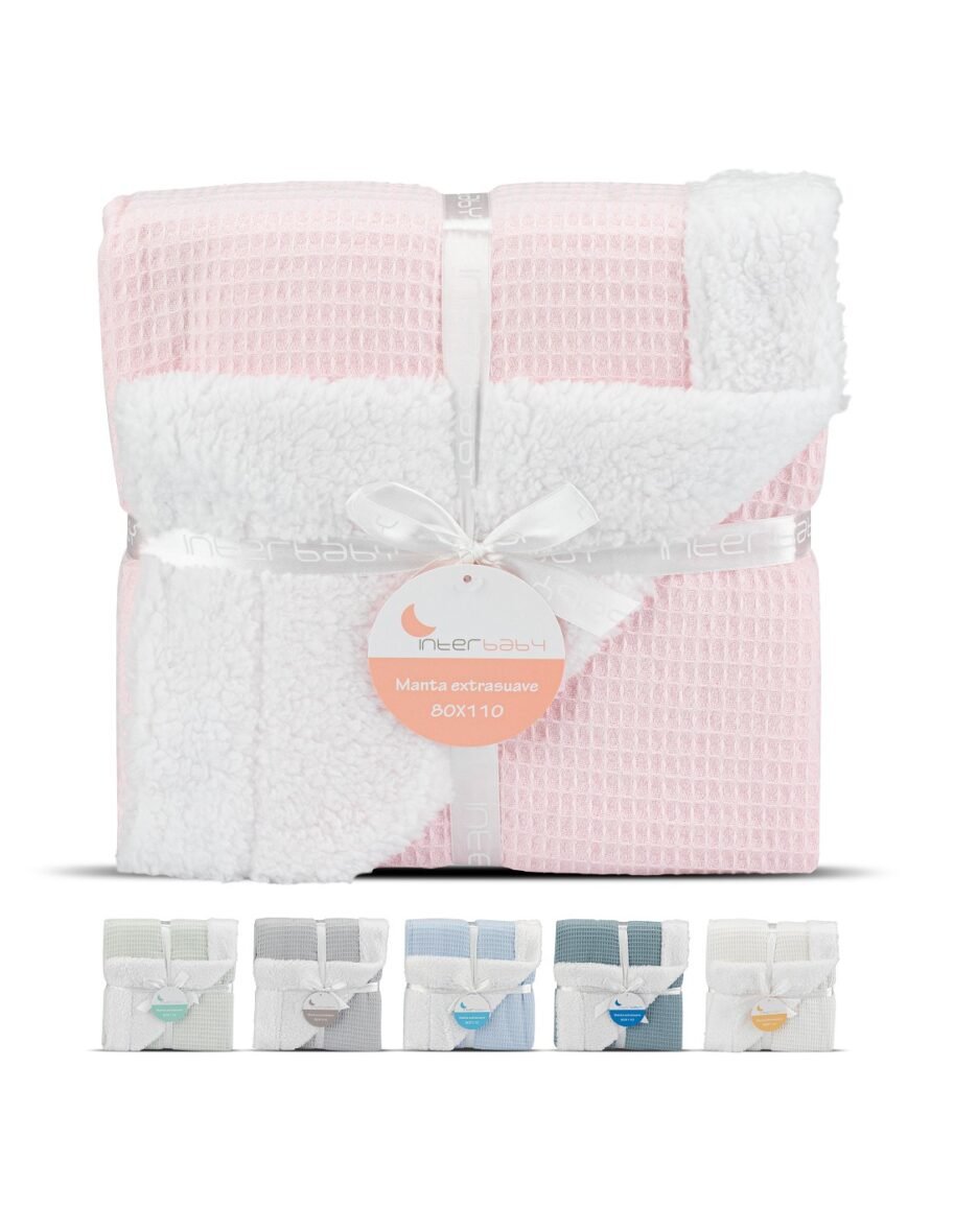 Couverture Nid d’Abeille – Rose – Interbaby
