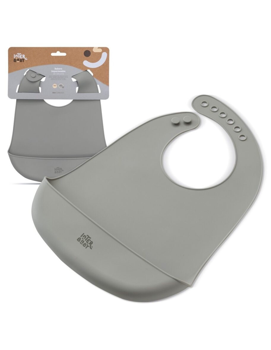 Bavoir en Silicone Gris – Interbaby