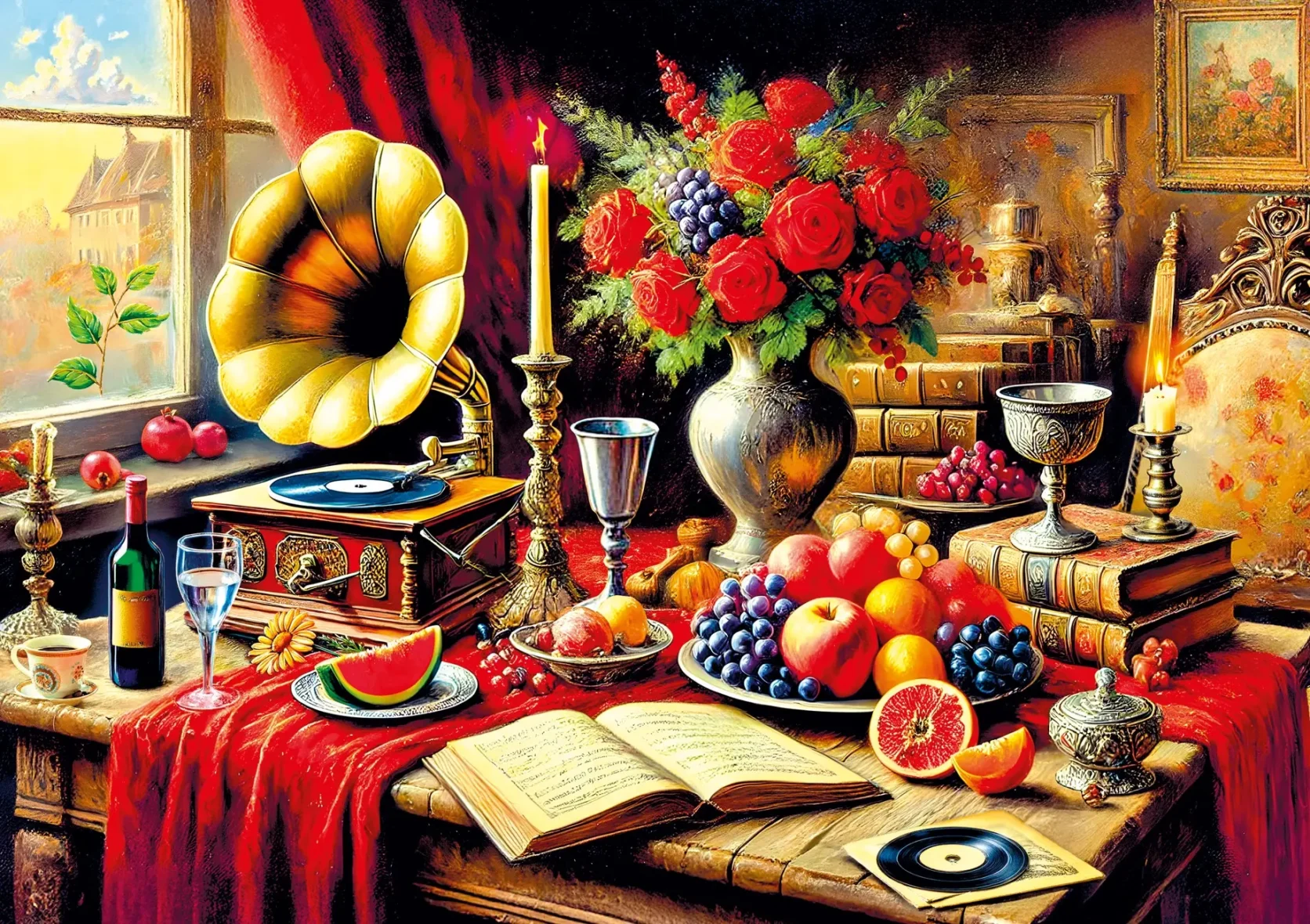 Puzzle – Mélodie Silencieuse sur une Table Baroque – 1000 pièces – KS Games