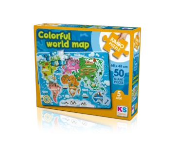puzzle jumbo 50 pcs carte du monde – Ks games