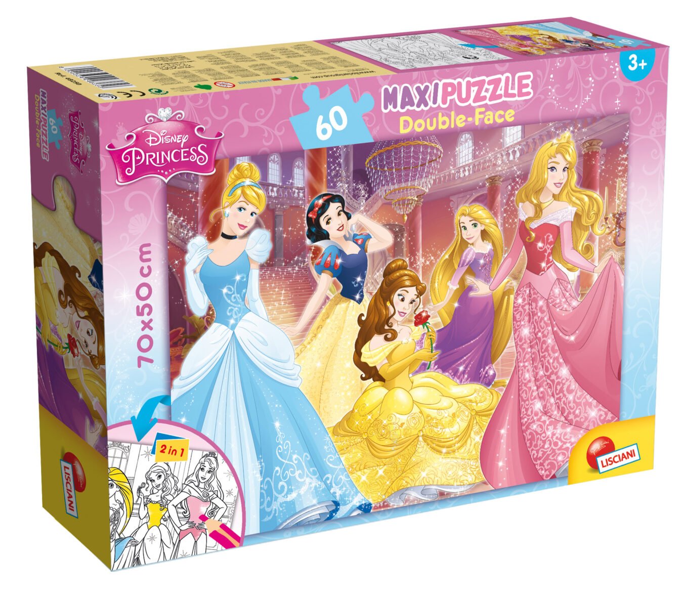Puzzle Double-Face Géant Disney Princesses – 60 pièces – Lisciani