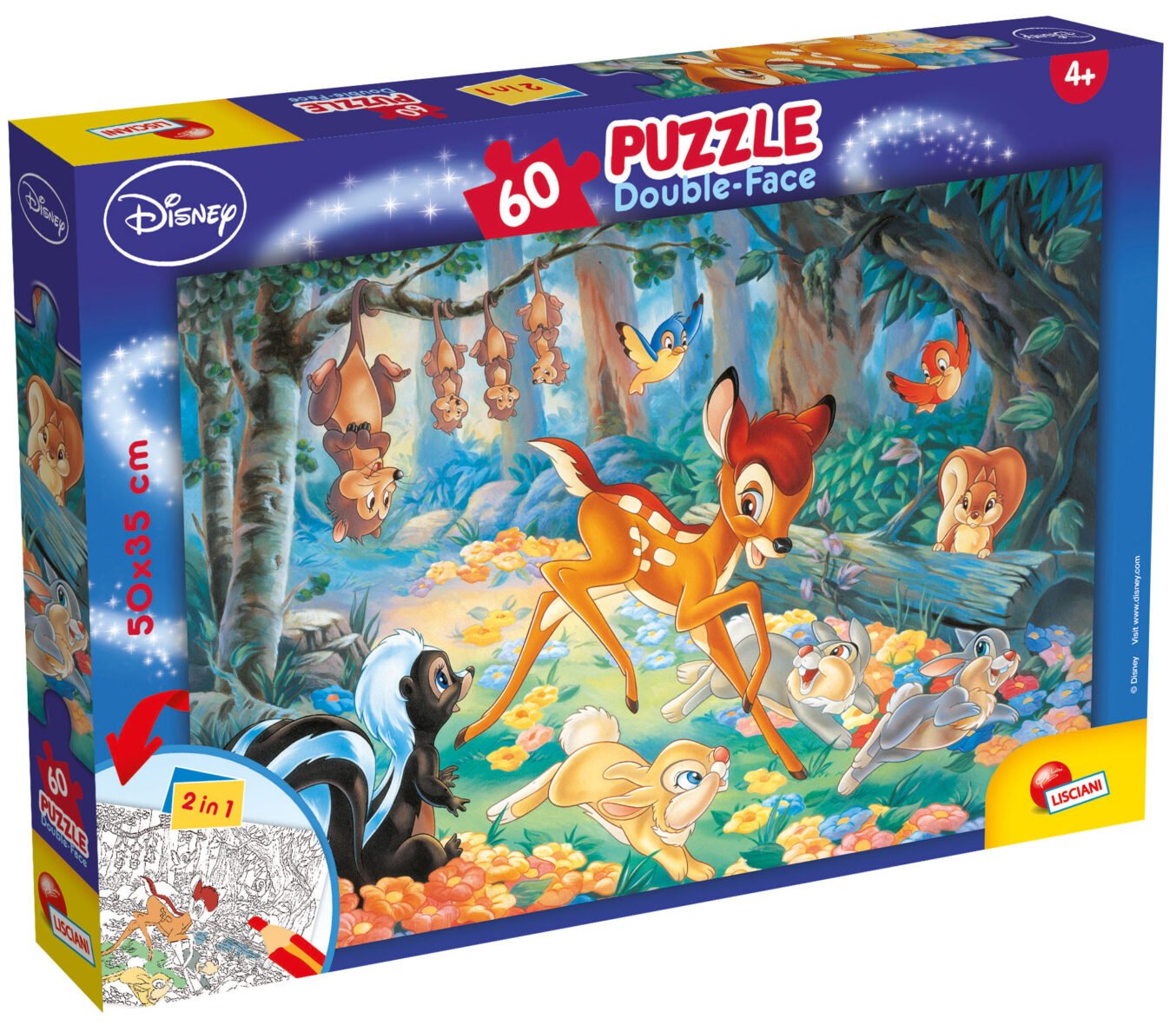 Puzzle Double-Face Bambi – 60 pièces – Lisciani