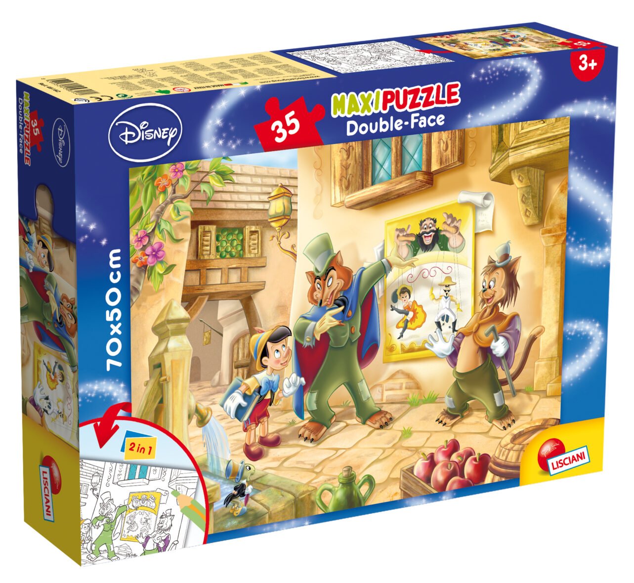 Puzzle Double-Face Géant Pinocchio – 35 pièces – Lisciani